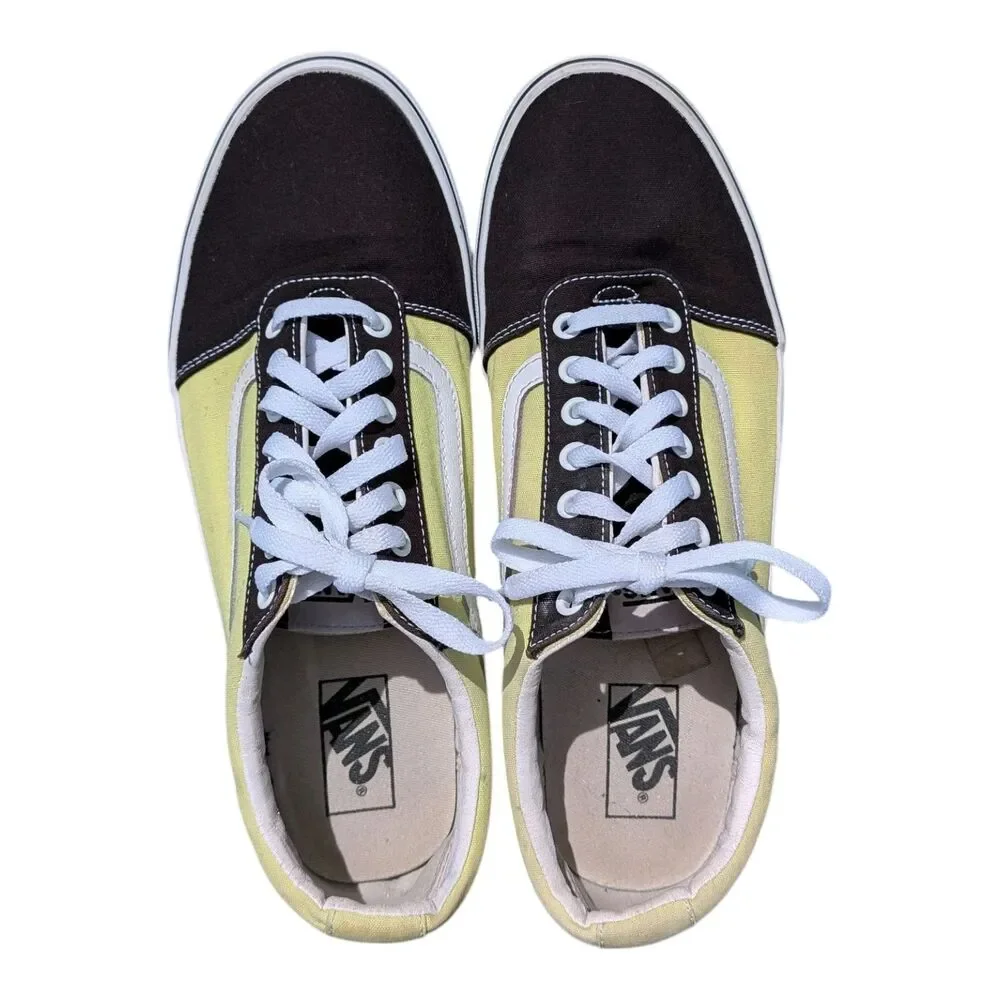Vans Ward Skate Shoes Lime Green Black Checkerboard Midsole Low Top Men's 12